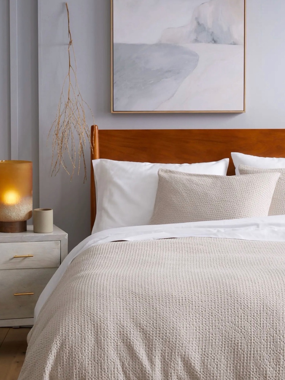Organic Luxe Honeycomb Duvet Cover Set in Sand King/ CalKing - Picture 3 of 8